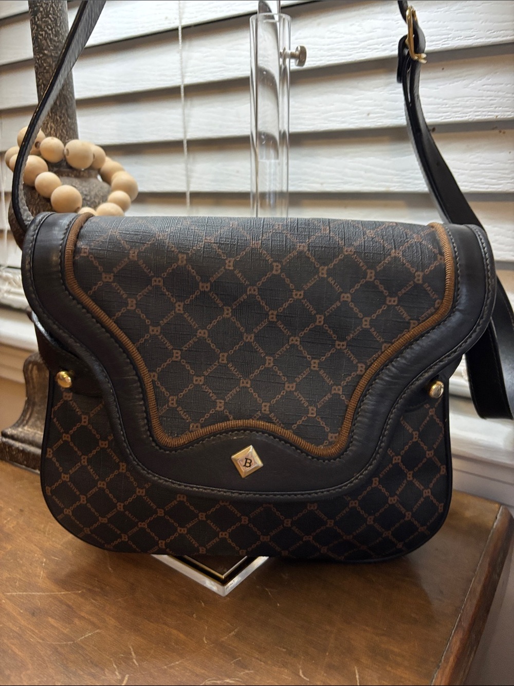 Vintage Monogram Bally Brown and Black Crossbody Bag